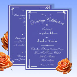 Beautiful Blue All In One RSVP Website Wedding Inbjudningar