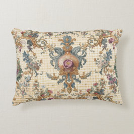 Beautiful, Blue Beigi Gold Ornament Flowers Prydnadskudde