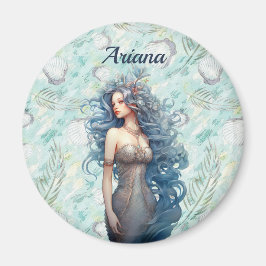 Beautiful Blue-Haired Mermaid Magnet