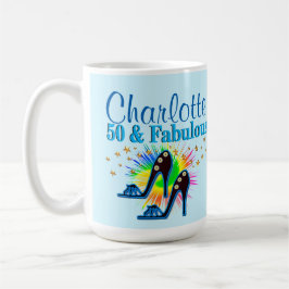 BEAUTIFUL BLUE PERSONLIG 50 BIRTHDAY MUGG