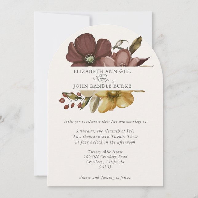 Beautiful boho neutral arch invitation inbjudningar (Framsida)