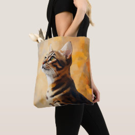 BEAUTIFUL BROWN BENGAL CAT-PAINERING TYGKASSE