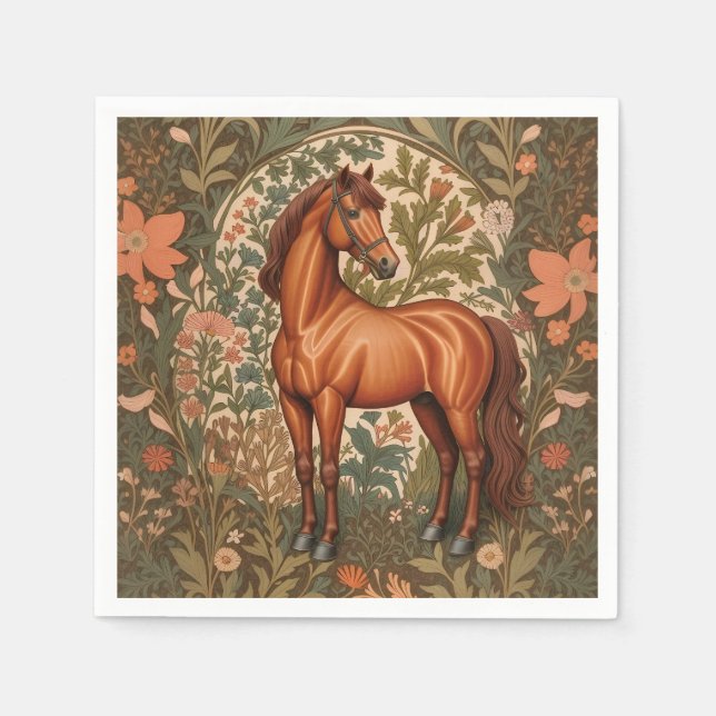 Beautiful Brown Horse William Morris Inspired  Pappersservett (Framsidan)