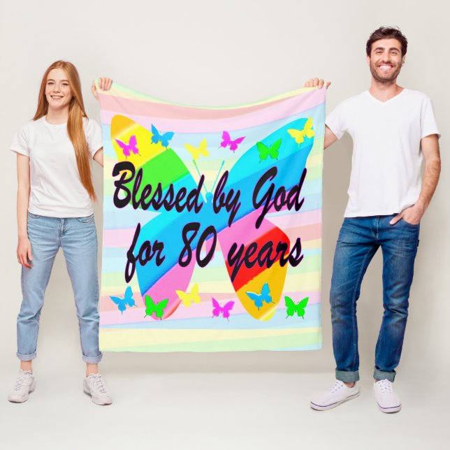BEAUTIFUL BUTTERFLIT 80 BIRTHDAY BLESSING BLANKET FLEECEFILT (På plats)