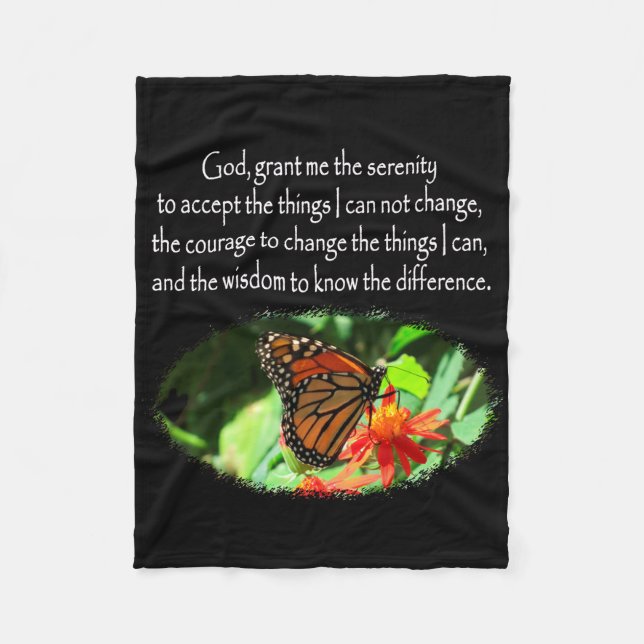 BEAUTIFUL BUTTERFLY PHOTO SERENITY PRAYER DESIGN FLEECEFILT (Framsidan)