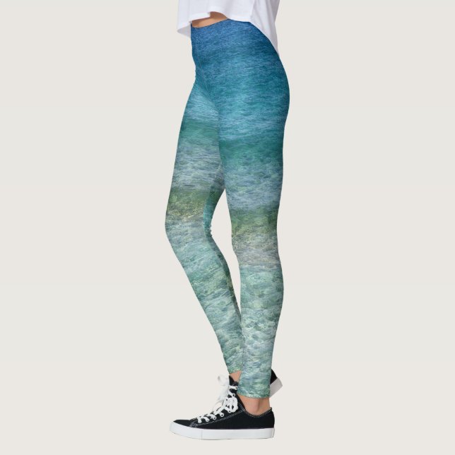 Beautiful Calm Caribbean Sea  Leggings (Vänster)