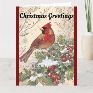 Beautiful Cardinal Christmas Greeting Card Kort