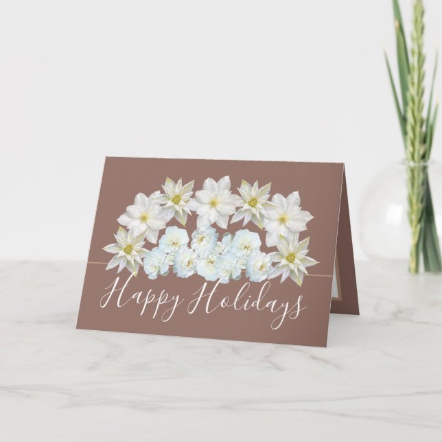 Beautiful Chic Floral Bouquet White Flower Holiday Kort (Framsida)