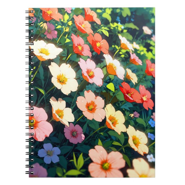 Beautiful colorful anime flowers anteckningsbok (Framsidan)