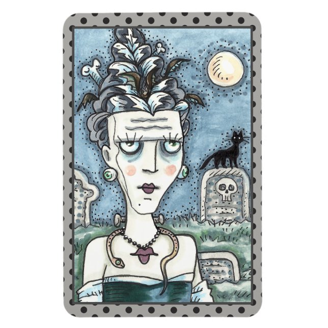 BEAUTIFUL CREEPY FRANKENELLA MONSTER, GRAVES, CAT MAGNET (Vertikal)