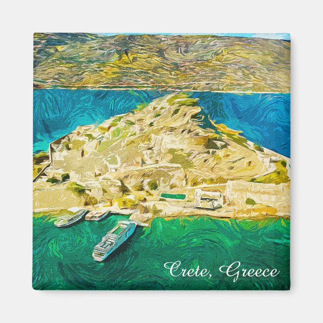 Beautiful Crete Greece Scenery Oil Paint Magnet (Framsidan)
