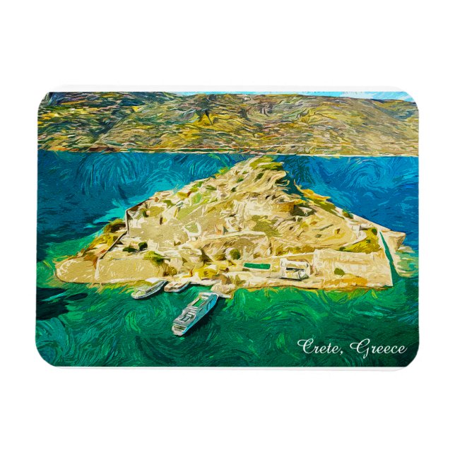 Beautiful Crete Greece Scenery Oil Paint Magnet (Horisontell)