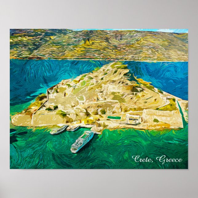 Beautiful Crete Greece Scenery Oil Paint Poster (Framsidan)