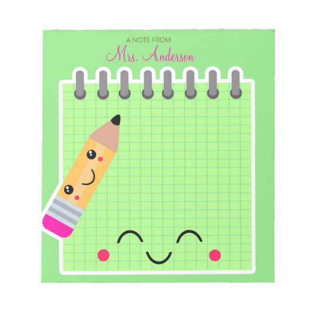 Beautiful Cute Green Teacher Appreciation Anteckningsblock (Framsida)