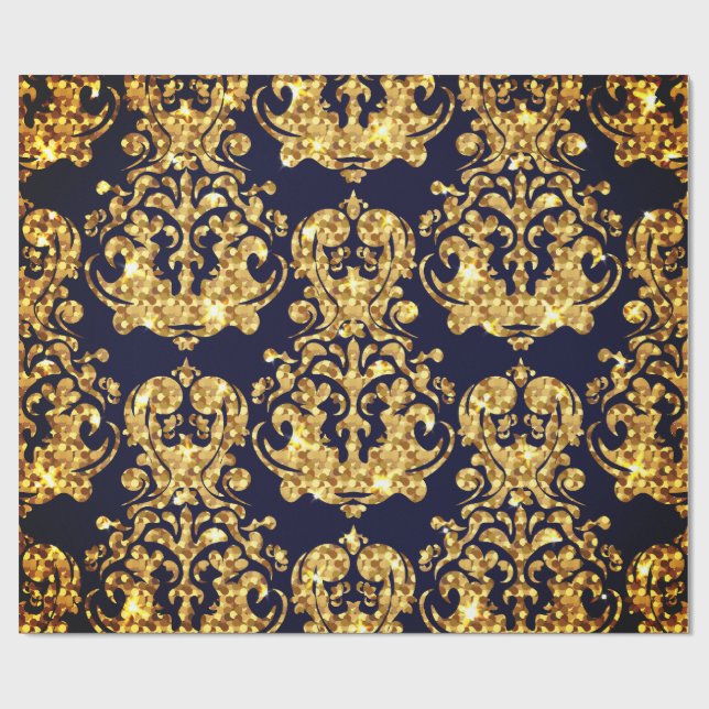 Beautiful Damask Gold & Black Wrapping paper roll Presentpapper (Platt)
