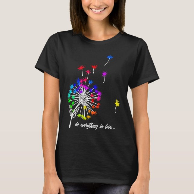 Beautiful dandelion with colourful spores flying a t shirt (Framsida)