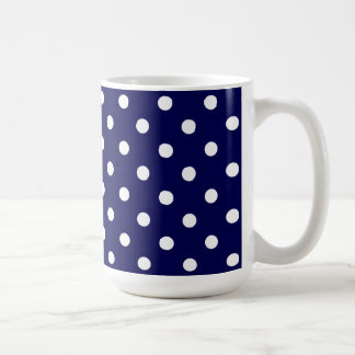 Beautiful Dark Blue And Stylish White Polka Dots Kaffemugg