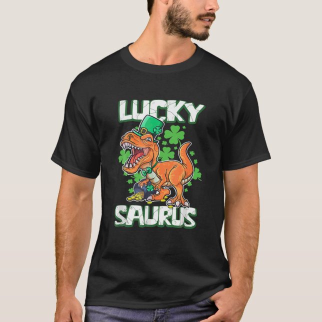 Beautiful Dinosaur St Patrick's Day Lucky Saurus R T Shirt (Framsida)