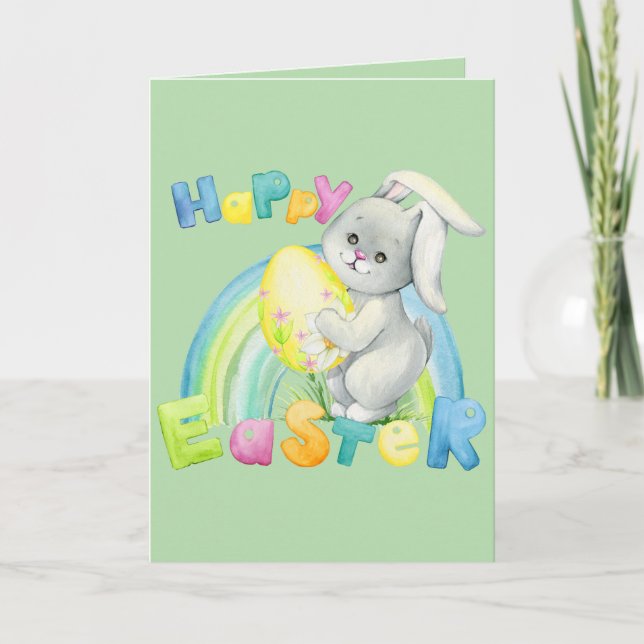 Beautiful Easter card with sweet baby animals Kort (Framsida)