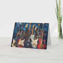 Beautiful Electric Guitars Birthday Card