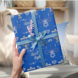 Beautiful Elegant Blue Hanukkah Menorah Presentpapper