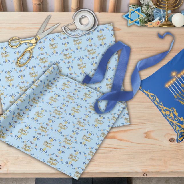 Beautiful Elegant Light Blue Hanukkah Presentpapper (Skapare uppladdad)