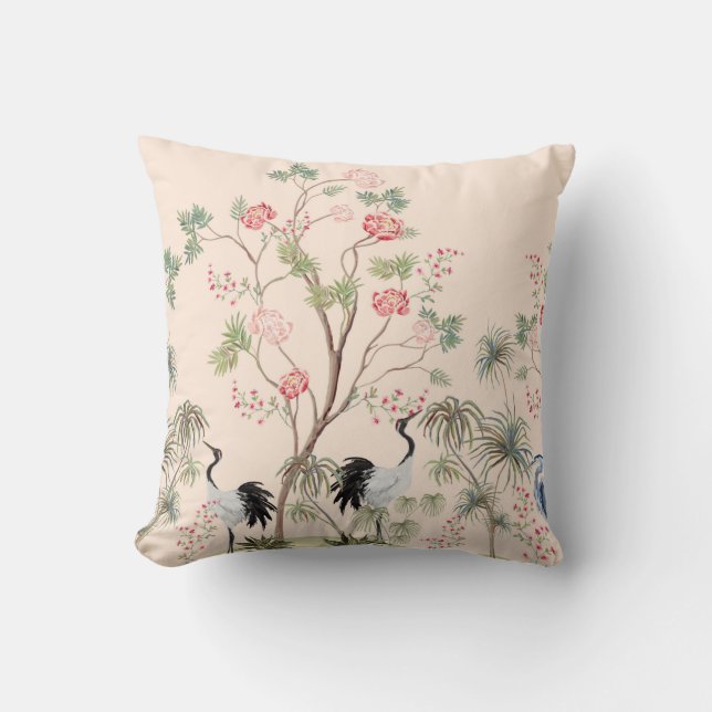 Beautiful exotic chinoiserie wallpaper. Hand drawn Kudde (Framsida)