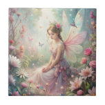 Beautiful Fairy Kakelplatta<br><div class="desc">A lovely fairy surrounded by flowers</div>