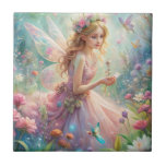 Beautiful Fairy Kakelplatta<br><div class="desc">A lovely fairy surrounded by flowers</div>