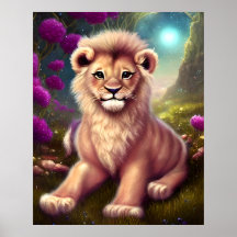 Beautiful Fantasy Cute Kawaii Lion Cub