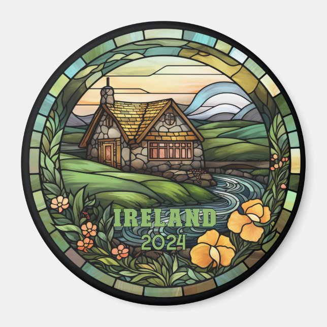 Beautiful Faux Stained Glass Ireland Souvenir Magnet (Framsidan)