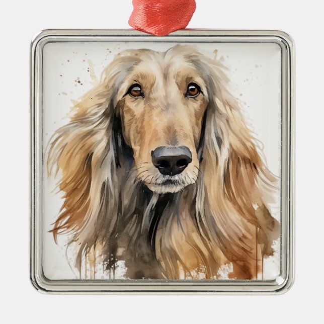 BEAUTIFUL FAWN AFGHAN HOUND HUND JULGRANSPRYDNAD METALL (Framsidan)