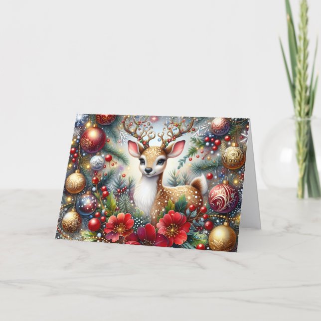 Beautiful Fawn Christmas Holiday Card Helgkort (Framsida)