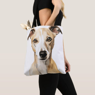 BEAUTIFUL FAWN OCH WHITET WHIPPET HUND TYGKASSE