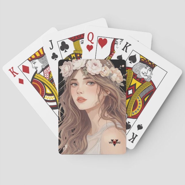 Beautiful Floral Anime Girl – Soft Pastel Aesthe Casinokort (Baksidan)