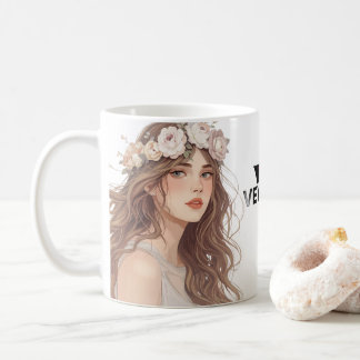 Beautiful Floral Anime Girl – Soft Pastel Aesthe Kaffemugg