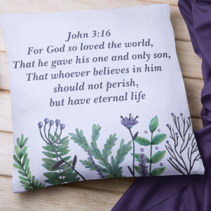 Beautiful Floral Christian Bible Verse Purple Kudde