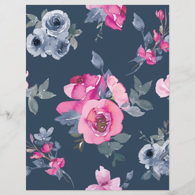 Beautiful floral pink and blue page (Framsida)