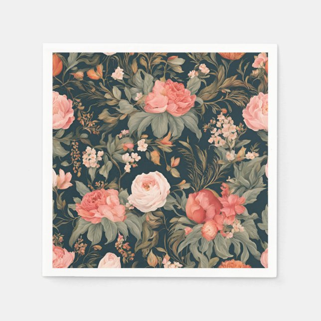 Beautiful Floral Rose Flower Painting Pappersservett (Framsidan)