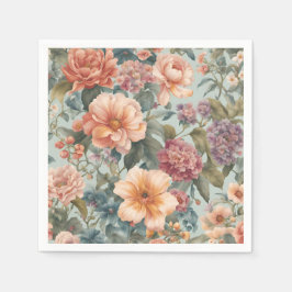 Beautiful Floral Vintage Flower Painting Pappersservett