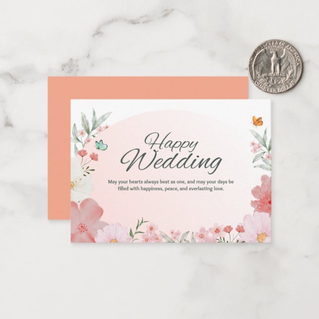 Beautiful Floral Wedding Invitation Template Anteckningskort (Fram/Back In Situ)