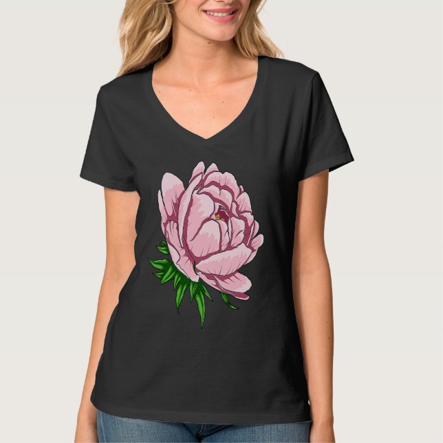Beautiful Flower Peony Floral Pink Peonies T Shirt (Framsida)