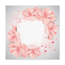Beautiful flowers in a round frame