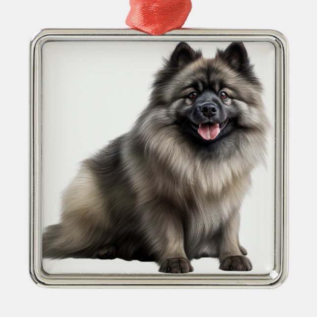 BEAUTIFUL FLUFFY KEESHOND PUPPY HUND JULGRANSPRYDNAD METALL (Framsidan)