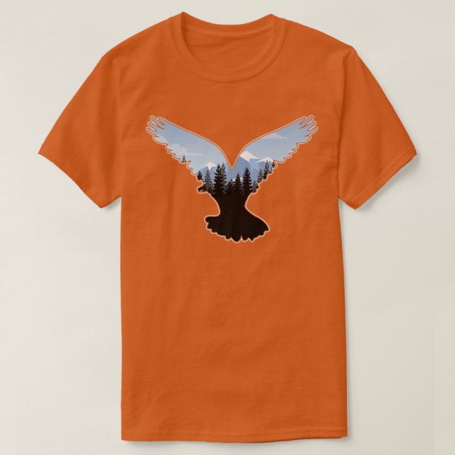 Beautiful Flying Bald Eagle Night Sky Forest Bird  T Shirt (Design framsida)