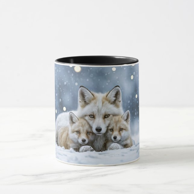 Beautiful Foxes in Snow Coffee Cup or Mug Mugg (Center)