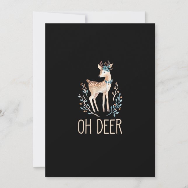 Beautiful Funny Deer Oh Deer Modern Design Julkort (Framsida)