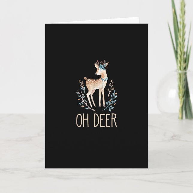 Beautiful Funny Deer Oh Deer Modern Design Kort (Framsida)