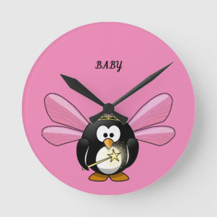 BEAUTIFUL GENTLE ROSA WALL CLOCK MED EN BILD AV RUND KLOCKA