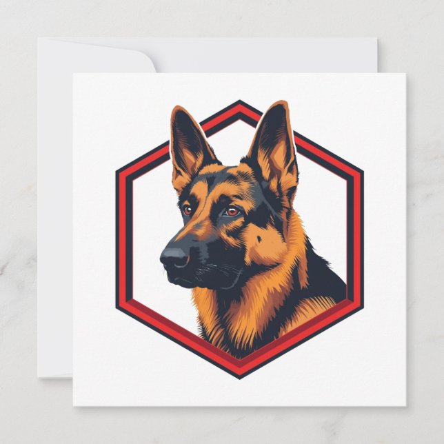 Beautiful German Shepard In A Six Sided Frame Inbjudningar (Framsida)